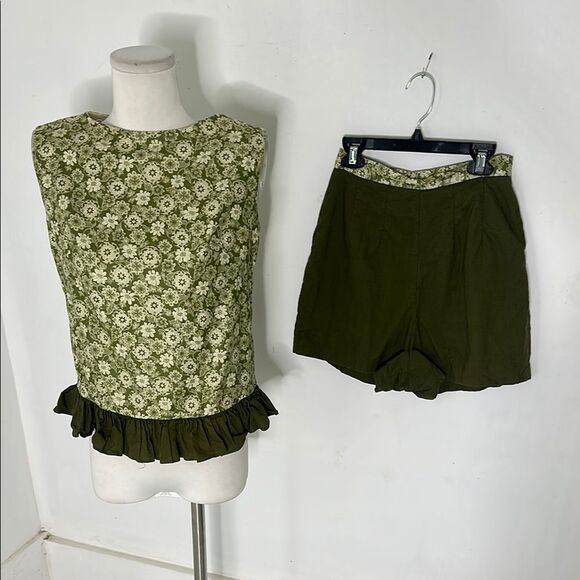 Vintage 50s/60s Floral Peplum And High Rise Short Set - Picture 1 of 10